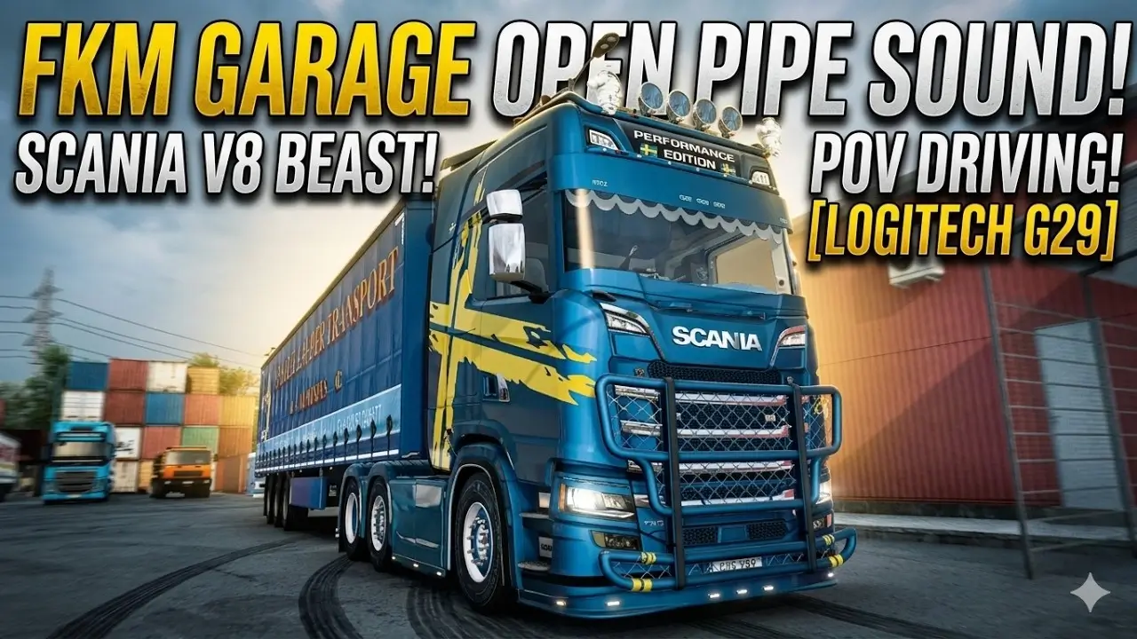 Scania V8 Open Pipe with FKM Garage Exhaust v5.0 (1.58.x)