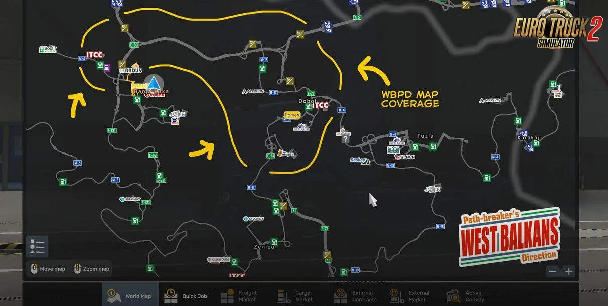 West Balkans Path Breakers Direction Map v5.2 (1.58.x) for ETS2