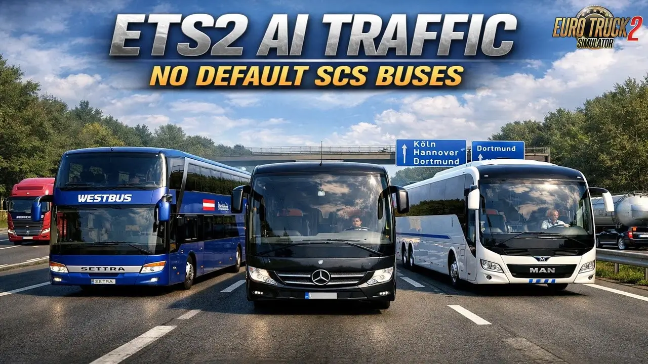 AI Traffic No Default SCS Cars, Trucks, Buses v1.1 (1.59.x)