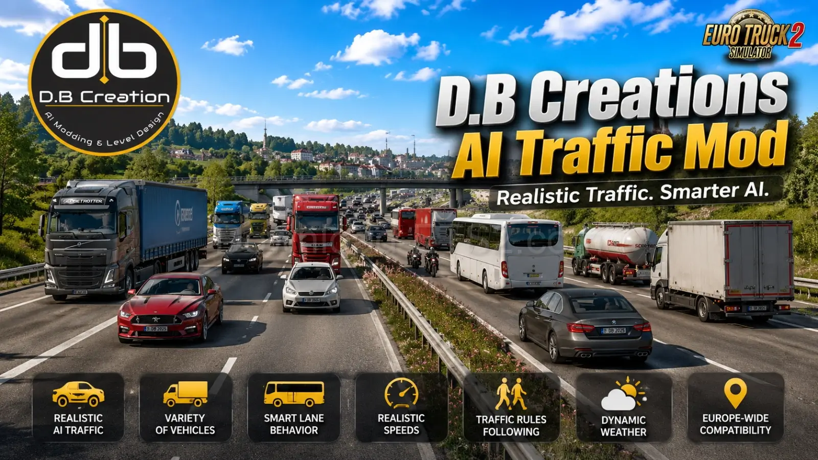 D.B Creations AI Traffic Mod v10.6.9 (1.59.x) for ETS2