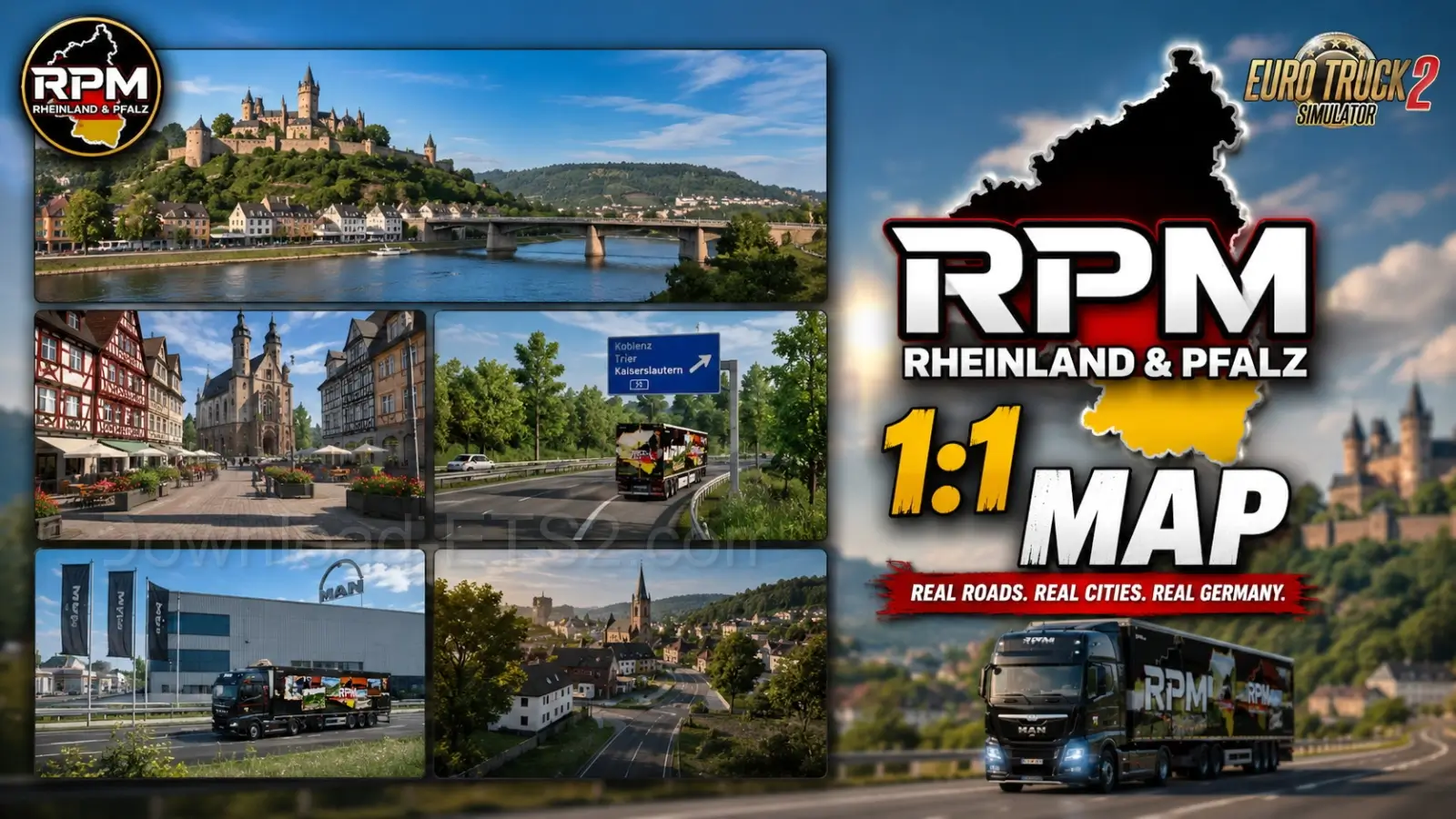 RPM Rheinland & Pfalz 1:1 Map v1.3 (1.59.x) for ETS2
