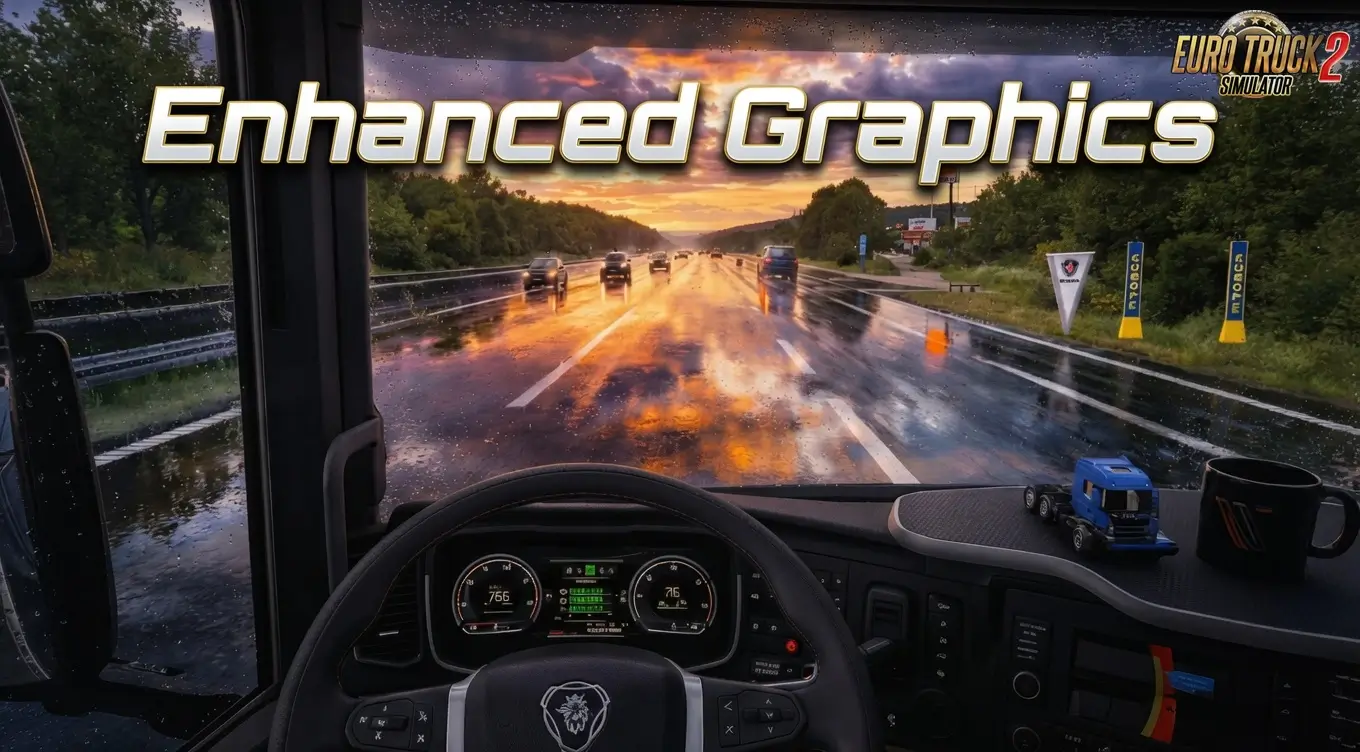 Enhanced Graphics v2.2.1 By Piotrek for ETS2 - Gameplay Video Enhanced Graphics v2.2.1 By Piotrek for ETS2 - Gameplay Video