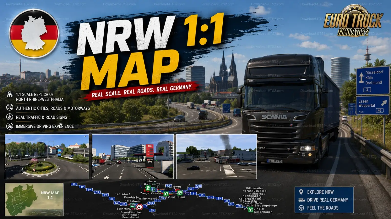 NRW 1:1 Map v1.6.5 (1.60.x) for ETS2