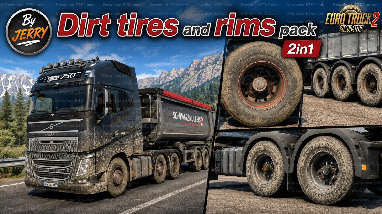 Dirt Tires and Rims Pack v1.03 (1.60.x) for ETS2