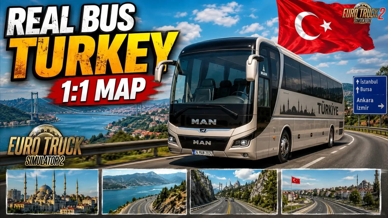 Real Bus Turkey 1:1 Map v1.3 (1.60.x) for ETS2