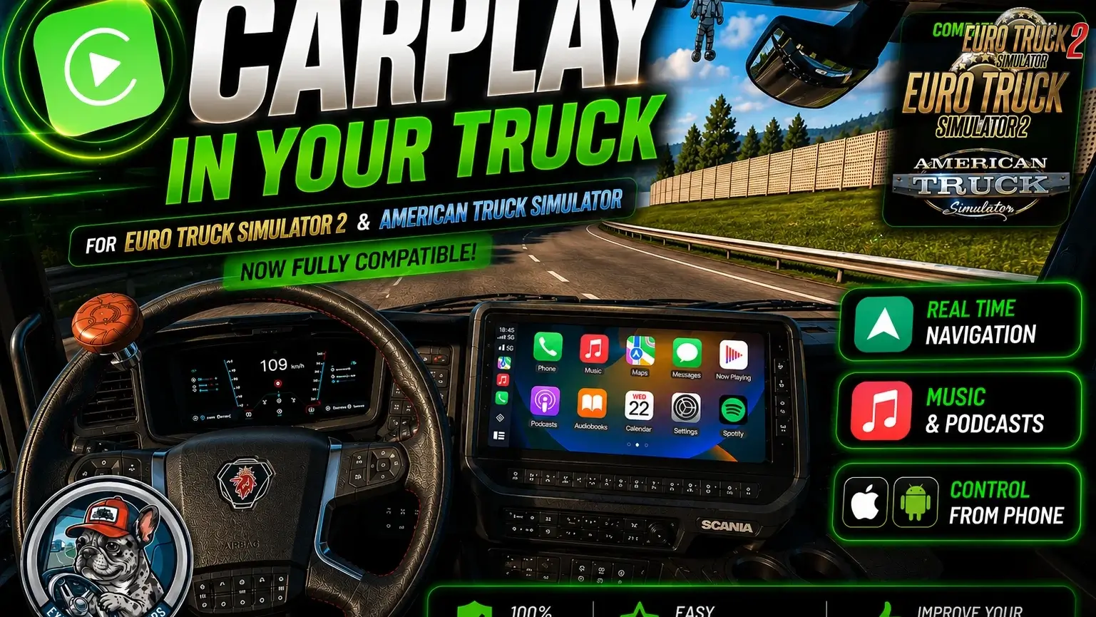 Real CarPlay Mod v1.2.2 (1.60.x) for ETS2