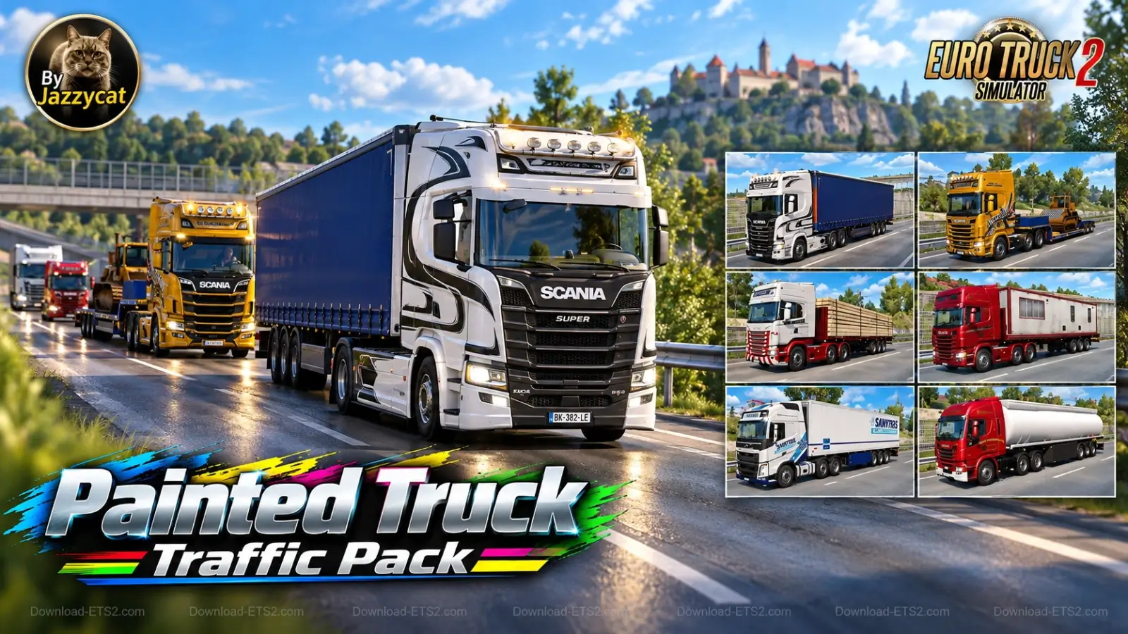 Painted Truck Traffic Pack v18.7.15 By Jazzycat (1.61.x) for ETS2